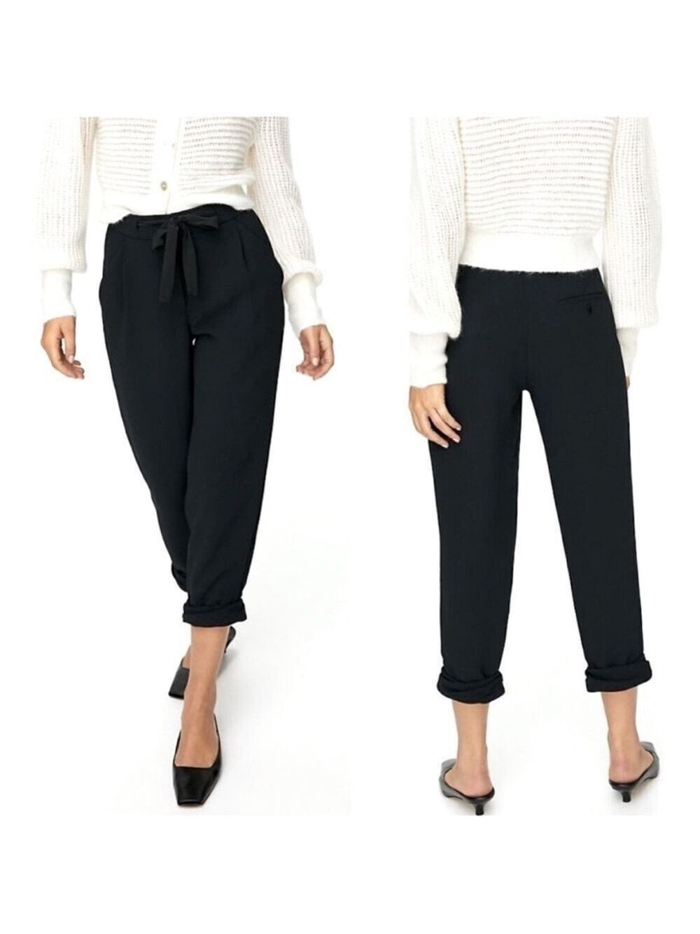 Wilfred Aritzia Black Allant Ankle Pants Cropped Trousers Drawstring size 2